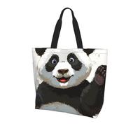 ttyuac Panda art Print Tote Bag, Reusable, Extra Large Capacity Washable Shopping Bag with Inner Pocket for Beach, Shopping, Travel, Gym & Daily Errands