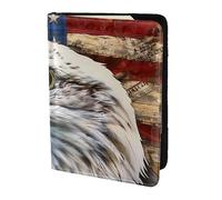 ttyuac Patriotic Bald Eagle with American Flag Print Passport Holder 5.5 Inch, PU Leather Passport Cover for Travel, Airplane, Train & Holiday Adventures for Women Men Travelling Essentials