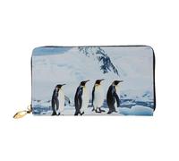 ttyuac Penguins On The Iceberg Print Long Wallet for Women, PU Leather Clutch Purse with Zipper & Multiple Card Slots, Travel Wallet with Smooth Zippers
