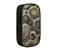 ttyuac Petoskey Stone Print Pencil Case, Large Capacity 2 Compartment Dual Zips Pouch, Premium Oxford Fabric Aesthetic Pencil case Stationery Organizer for Boys Girls Supplies Makeup Bag