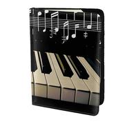 ttyuac Piano Keys with Musical Note Print Passport Holder 5.5 Inch, PU Leather Passport Cover for Travel, Airplane, Train & Holiday Adventures for Women Men Travelling Essentials