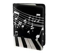 ttyuac Piano Keys with Musical Notes Print Passport Holder 5.5 Inch, PU Leather Passport Cover for Travel, Airplane, Train & Holiday Adventures for Women Men Travelling Essentials