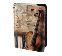 ttyuac Piano Violin Music Notes Print Passport Holder 5.5 Inch, PU Leather Passport Cover for Travel, Airplane, Train & Holiday Adventures for Women Men Travelling Essentials