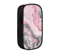 ttyuac Pink Abstract Ink Marble Gray Artistic Print Pencil Case, Large Capacity 2 Compartment Dual Zips Pouch, Aesthetic Pencil case Stationery Organizer for Boys Girls Supplies Makeup Bag