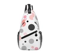 ttyuac Pink Gray White Modern Polka Dot Pattern Print Cross Chest Bag, Shoulder Bag Crossbody Bags, Casual bag, Lightweight Sling Backpack for Commute Hiking Cycling Camping Travel Outdoor