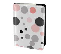 ttyuac Pink Gray White Modern Polka Dot Pattern Print Passport Holder 5.5 Inch, PU Leather Passport Cover for Travel, Airplane, Train & Holiday Adventures for Women Men Travelling Essentials