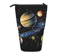 ttyuac Planets Stars and Galaxy Print Pencil Case, Expandable Pencil Case Portable Pen Case for Stationery Storage, Pencil Bags with Practical Zip Simple Cosmetic Storage Bags Makeup Bag