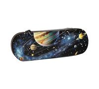 ttyuac Planets Stars and Galaxy Print Pencil Case, Hardshell Faux Leather Stationery Pouch Aesthetic Pencil Case for Stationery, Toiletries, Makeup, Travel, Office Supplies