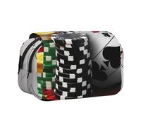 ttyuac Poker Tournament Print Pencil Case, Double-Layer Big Pencil Pouch Bag, Stationery Pen Case Office Stationery Organizer Multifunctional Pencil Bag Pen Marker Case