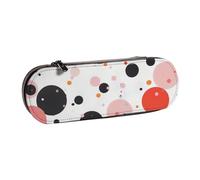 ttyuac Polka dot Print Pencil Case, Hardshell Faux Leather Stationery Pouch Aesthetic Pencil Case for Stationery, Toiletries, Makeup, Travel, Office Supplies
