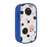 ttyuac Polka dot Print Pencil Case, Large Capacity 2 Compartment Dual Zips Pouch, Aesthetic Pencil case Stationery Organizer for Boys Girls Supplies Makeup Bag, Blue