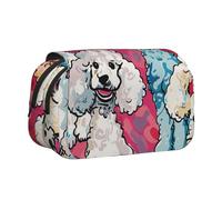 ttyuac Poodles Dogs Print Pencil Case, Double-Layer Big Pencil Pouch Bag, Stationery Pen Case Office Stationery Organizer Multifunctional Pencil Bag Pen Marker Case