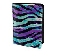 ttyuac Purple Blue Green Camouflage Zebra Stripe Print Passport Holder 5.5 Inch, PU Leather Passport Cover for Travel, Airplane, Train & Holiday Adventures for Women Men Travelling Essentials