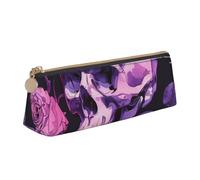 ttyuac Purple Rose Skull Print Leather Pencil Case - Cute Pen Case, Stylish Pencil Case with Practical Zip for Storing Pens Pencils & Cosmetics Desk Supplies Organisers Office Supplies