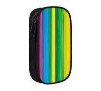 ttyuac Rainbow Color Stripe Print Pencil Case, Large Capacity 2 Compartment Dual Zips Pouch, Premium Oxford Fabric Aesthetic Pencil case Stationery Organizer for Boys Girls Supplies Makeup Bag