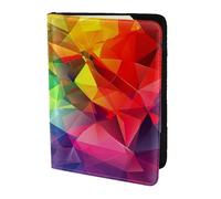ttyuac Rainbow Geometric Print Passport Holder 5.5 Inch, PU Leather Passport Cover for Travel, Airplane, Train & Holiday Adventures for Women Men Travelling Essentials