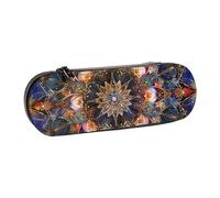 ttyuac Rectangle Mandala Art Print Pencil Case, Hardshell Faux Leather Stationery Pouch Aesthetic Pencil Case for Stationery, Toiletries, Makeup, Travel, Office Supplies