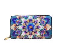 ttyuac Rectangle Mandala Print Long Wallet for Women, PU Leather Clutch Purse with Zipper & Multiple Card Slots, Travel Wallet with Smooth Zippers