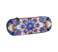 ttyuac Rectangle Mandala Print Pencil Case, Hardshell Faux Leather Stationery Pouch Aesthetic Pencil Case for Stationery, Toiletries, Makeup, Travel, Office Supplies