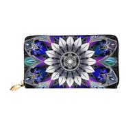 ttyuac Rectangle Mandala Print Print Long Wallet for Women, PU Leather Clutch Purse with Zipper & Multiple Card Slots, Travel Wallet with Smooth Zippers