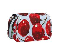 ttyuac Red Cherries Print Pencil Case, Double-Layer Big Pencil Pouch Bag, Stationery Pen Case Office Stationery Organizer Multifunctional Pencil Bag Pen Marker Case