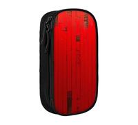 ttyuac red Stripe Print Pencil Case, Large Capacity 2 Compartment Dual Zips Pouch, Aesthetic Pencil case Stationery Organizer for Boys Girls Supplies Makeup Bag, Black