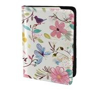ttyuac Romantic Fancy Floral Birds Butterfly Print Passport Holder 5.5 Inch, PU Leather Passport Cover for Travel, Airplane, Train & Holiday Adventures for Women Men Travelling Essentials