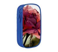 ttyuac Rose Flower Print Pencil Case, Large Capacity 2 Compartment Dual Zips Pouch, Aesthetic Pencil case Stationery Organizer for Boys Girls Supplies Makeup Bag, Blue