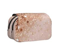ttyuac Rose Gold Glitter Print Pencil Case, Double-Layer Big Pencil Pouch Bag, Stationery Pen Case Office Stationery Organizer Multifunctional Pencil Bag Pen Marker Case