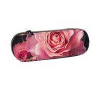ttyuac Rose Print Pencil Case, Hardshell Faux Leather Stationery Pouch Aesthetic Pencil Case for Stationery, Toiletries, Makeup, Travel, Office Supplies