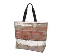 ttyuac Rustic Old Barn Wood Print Tote Bag, Reusable, Extra Large Capacity Washable Shopping Bag with Inner Pocket for Beach, Shopping, Travel, Gym & Daily Errands