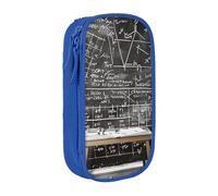 ttyuac School Math Print Pencil Case, Large Capacity 2 Compartment Dual Zips Pouch, Aesthetic Pencil case Stationery Organizer for Boys Girls Supplies Makeup Bag, Blue
