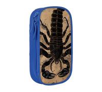 ttyuac Scorpion Print Pencil Case, Large Capacity 2 Compartment Dual Zips Pouch, Aesthetic Pencil case Stationery Organizer for Boys Girls Supplies Makeup Bag, Blue