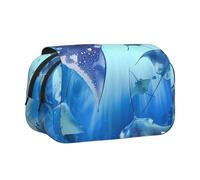 ttyuac Sea Animals Stingrays Print Pencil Case, Double-Layer Big Pencil Pouch Bag, Stationery Pen Case Office Stationery Organizer Multifunctional Pencil Bag Pen Marker Case