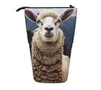 ttyuac Sheep Print Pencil Case, Expandable Pencil Case Portable Pen Case for Stationery Storage, Pencil Bags with Practical Zip Simple Cosmetic Storage Bags Makeup Bag