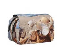 ttyuac Shells on The Beach Print Pencil Case, Double-Layer Big Pencil Pouch Bag, Stationery Pen Case Office Stationery Organizer Multifunctional Pencil Bag Pen Marker Case