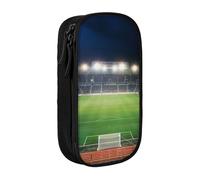 ttyuac Stadium Football Satdium Field Light Night Print Pencil Case, Large Capacity 2 Compartment Dual Zips Pouch, Aesthetic Pencil case Stationery Organizer for Boys Girls Supplies Makeup Bag, Black