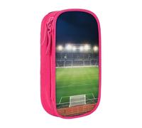 ttyuac Stadium Football Satdium Field Light Night Print Pencil Case, Large Capacity 2 Compartment Dual Zips Pouch, Aesthetic Pencil case Stationery Organizer for Boys Girls Supplies Makeup Bag, Pink