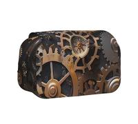 ttyuac Steampunk Mechanical Gears Print Pencil Case, Double-Layer Big Pencil Pouch Bag, Stationery Pen Case Office Stationery Organizer Multifunctional Pencil Bag Pen Marker Case
