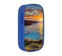 ttyuac Sunrise Over Hanauma Bay Oahu Hawaii Print Pencil Case, Large Capacity 2 Compartment Dual Zips Pouch, Aesthetic Pencil case Stationery Organizer for Boys Girls Supplies Makeup Bag, Blue
