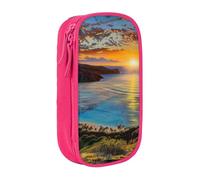 ttyuac Sunrise Over Hanauma Bay Oahu Hawaii Print Pencil Case, Large Capacity 2 Compartment Dual Zips Pouch, Aesthetic Pencil case Stationery Organizer for Boys Girls Supplies Makeup Bag, Pink