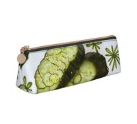 ttyuac Sushi Dill Pickles Print Leather Pencil Case - Cute Pen Case, Stylish Pencil Case with Practical Zip for Storing Pens Pencils & Cosmetics Desk Supplies Organisers Office Supplies