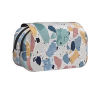 ttyuac Terrazzo Marble Pastel Print Pencil Case, Double-Layer Big Pencil Pouch Bag, Stationery Pen Case Office Stationery Organizer Multifunctional Pencil Bag Pen Marker Case