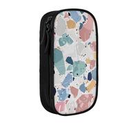 ttyuac Terrazzo Marble Pastel Print Pencil Case, Large Capacity 2 Compartment Dual Zips Pouch, Premium Oxford Fabric Aesthetic Pencil case Stationery Organizer for Boys Girls Supplies Makeup Bag