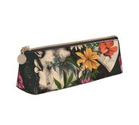 ttyuac Thug Life Flowers Print Leather Pencil Case - Cute Pen Case, Stylish Pencil Case with Practical Zip for Storing Pens Pencils & Cosmetics Desk Supplies Organisers Office Supplies