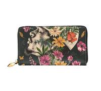 ttyuac Thug Life Flowers Print Long Wallet for Women, PU Leather Clutch Purse with Zipper & Multiple Card Slots, Travel Wallet with Smooth Zippers