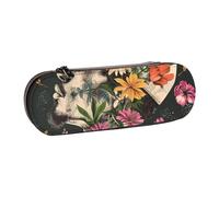 ttyuac Thug Life Flowers Print Pencil Case, Hardshell Faux Leather Stationery Pouch Aesthetic Pencil Case for Stationery, Toiletries, Makeup, Travel, Office Supplies