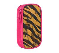 ttyuac Tiger Stripe Print Pencil Case, Large Capacity 2 Compartment Dual Zips Pouch, Aesthetic Pencil case Stationery Organizer for Boys Girls Supplies Makeup Bag, Pink