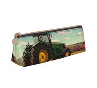ttyuac Tractor Farm Print Leather Pencil Case - Cute Pen Case, Stylish Pencil Case with Practical Zip for Storing Pens Pencils & Cosmetics Desk Supplies Organisers Office Supplies
