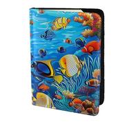 ttyuac Tropical Fish Coral Undersea World Print Passport Holder 5.5 Inch, PU Leather Passport Cover for Travel, Airplane, Train & Holiday Adventures for Women Men Travelling Essentials